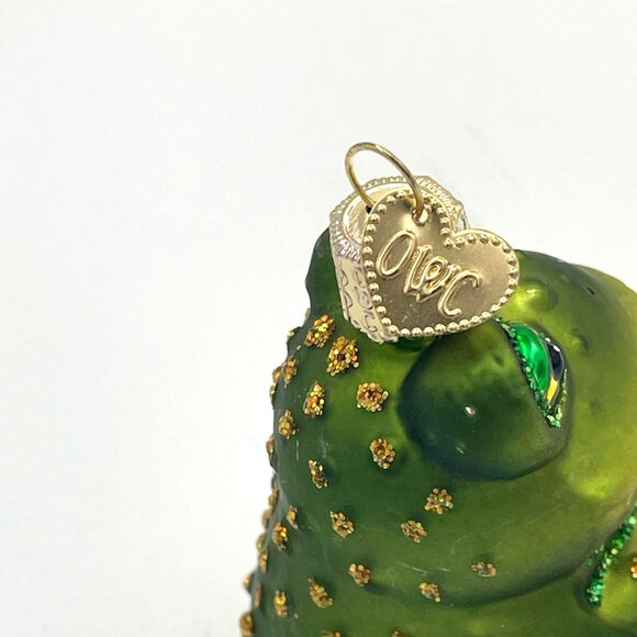 Old World Christmas Blown Glass Ornament Sitting Frog Metallic Glitter 3.5" H - Picture 5 of 6